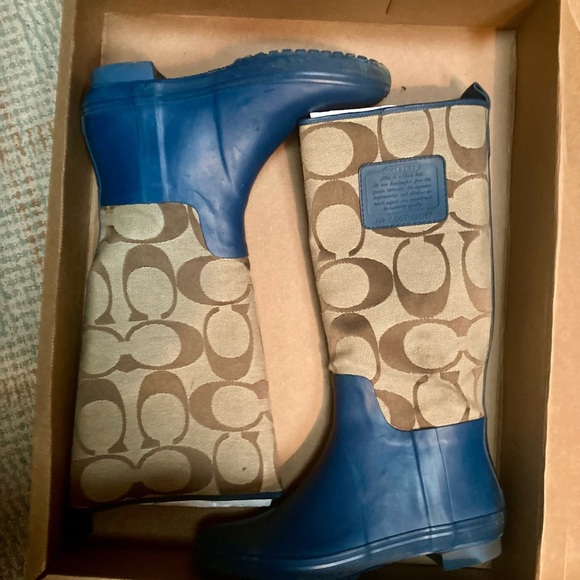 COACH Logo Rain Boots in Stunning Blue 💙 - Picture 1 of 8